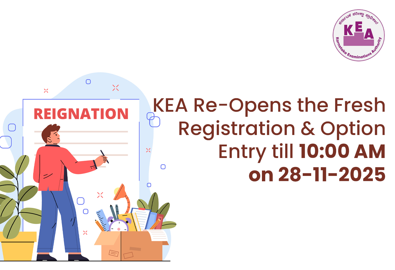 KEA Re-Opens the Fresh Registration & Option Entry till 10:00 AM on 28-11-2025