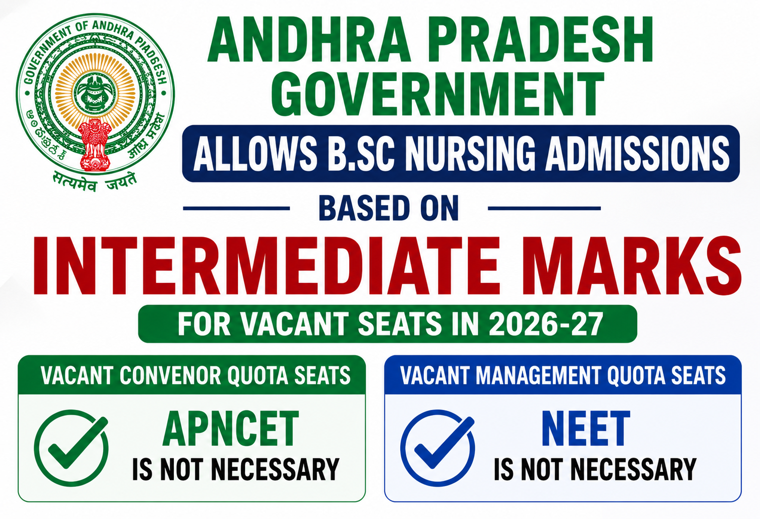 AP B.Sc Nursing Admission 2026-27: Govt Allows Vacant Seats Through Intermediate Marks